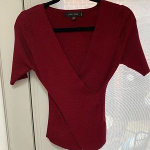 Dark Red Short Sleeve Sweater